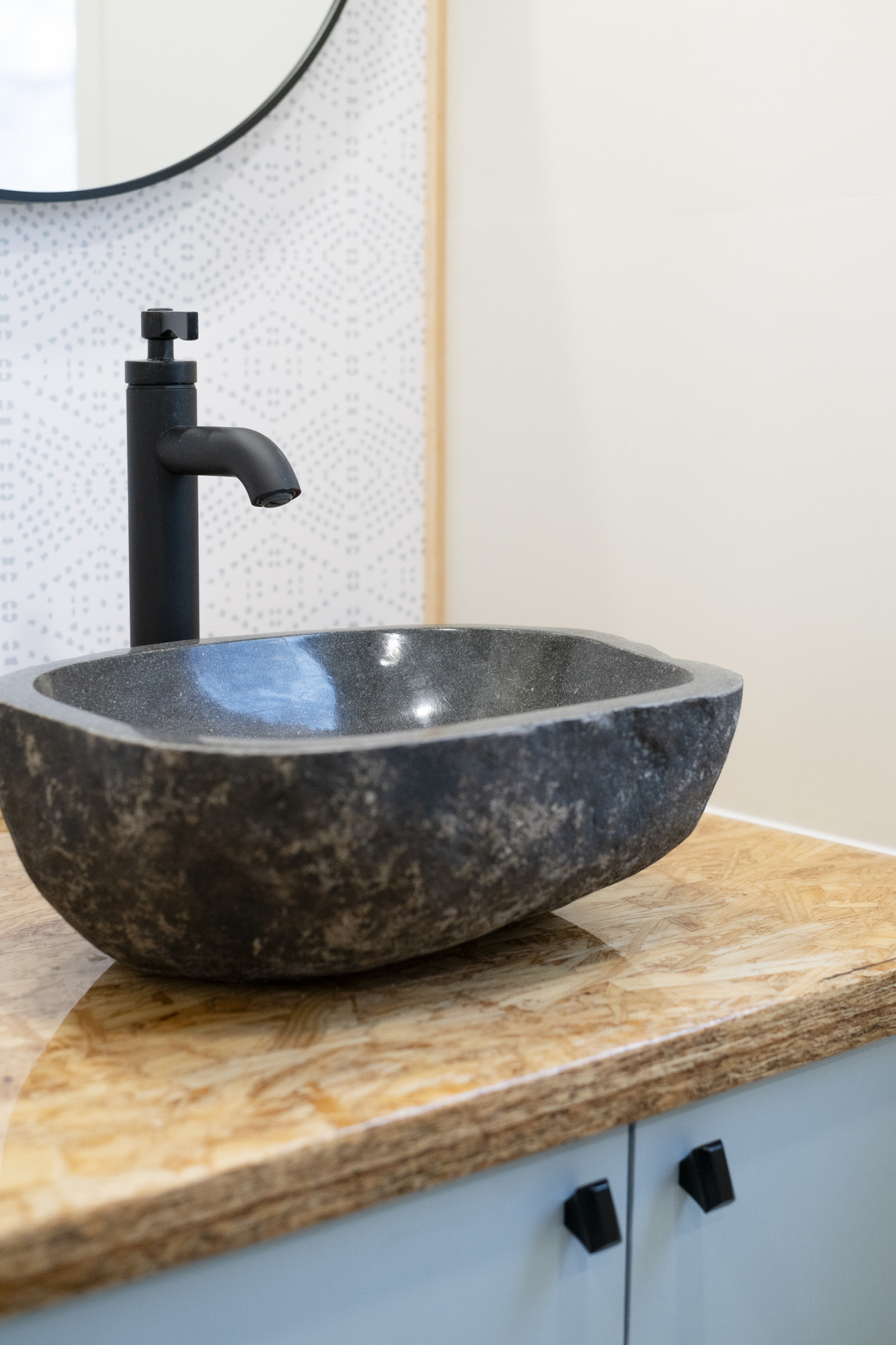 Stone vessel sink detail